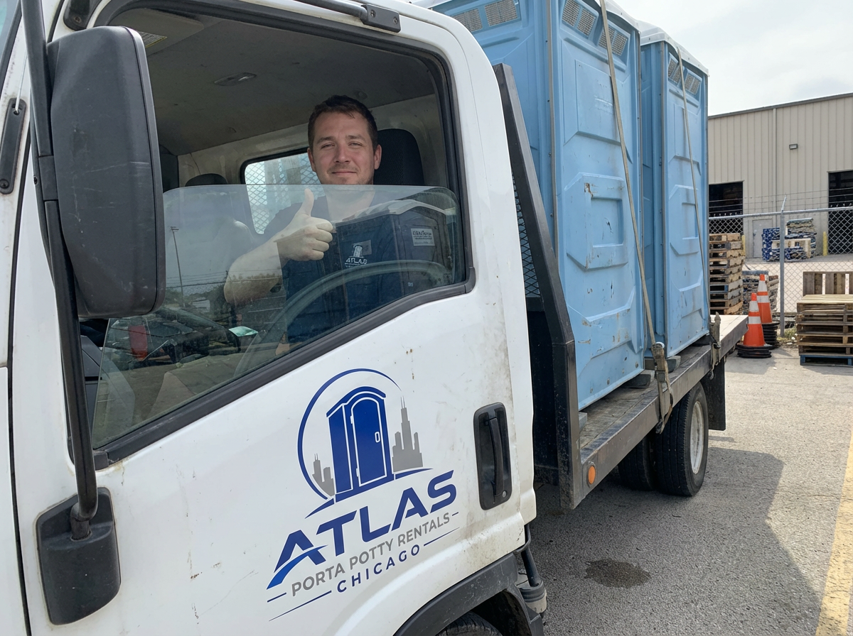 Atlas Porta Potty Rentals Chicago delivery truck